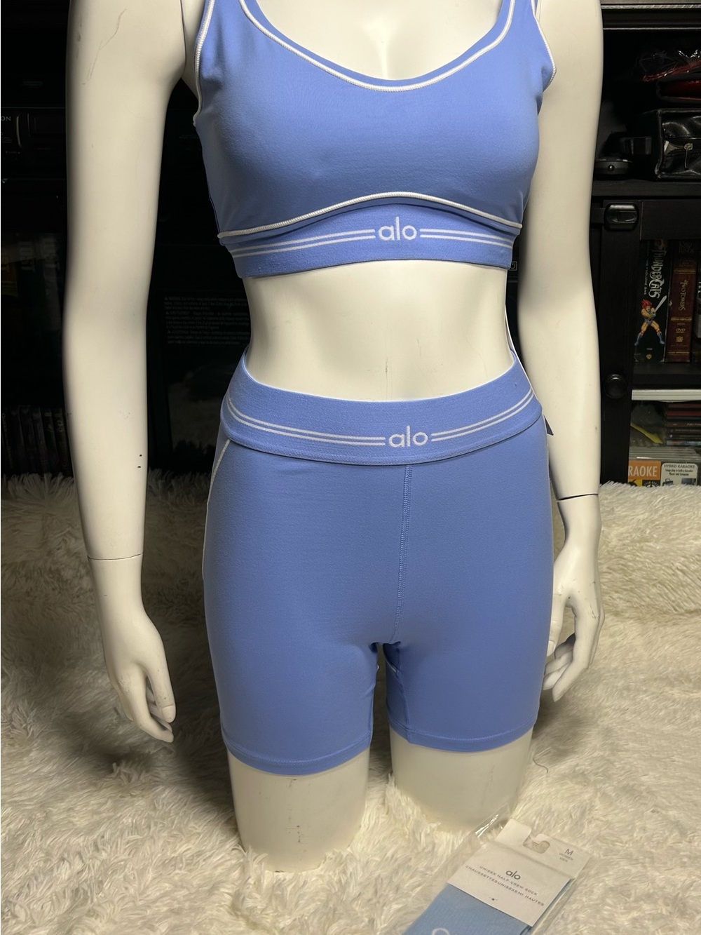 Lavender Blue Sports Bra & High-Waist Bike Shorts Set